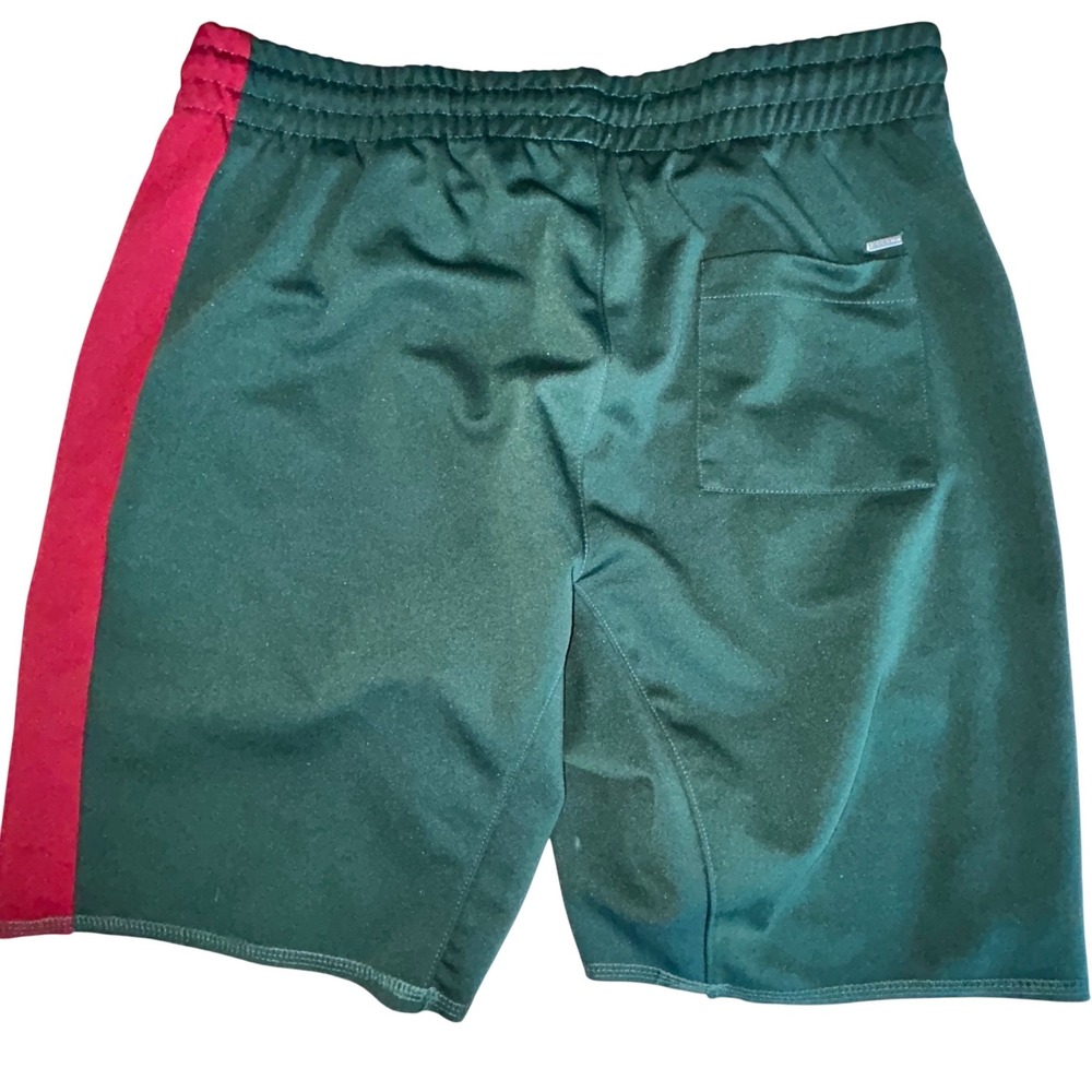 PacSun Mens Green Track Shorts Burgundy Side Stripe Zip Pockets Size L - Picture 4 of 5